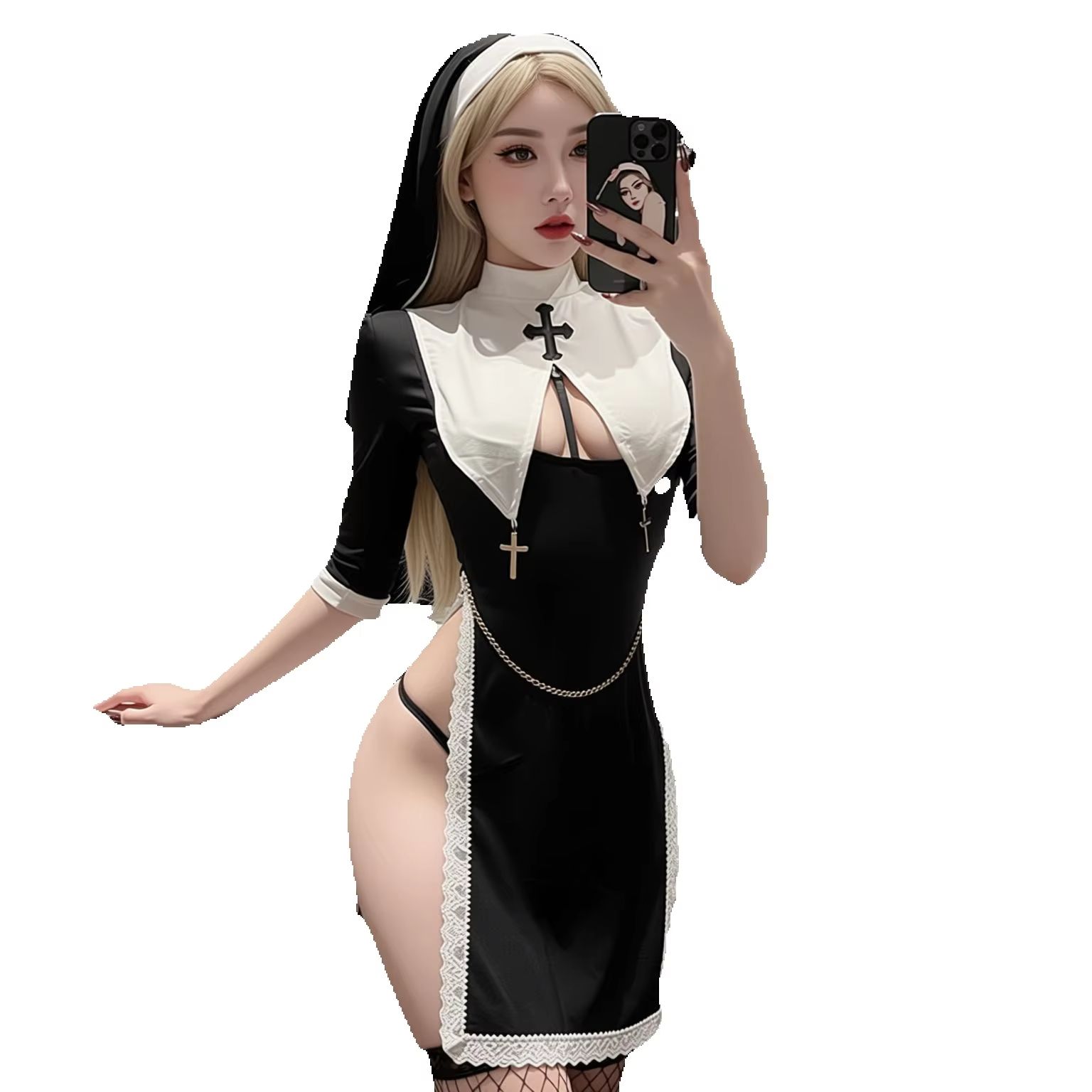 Garter Belt Set - Nuovo Design Costume da Suora Sexy