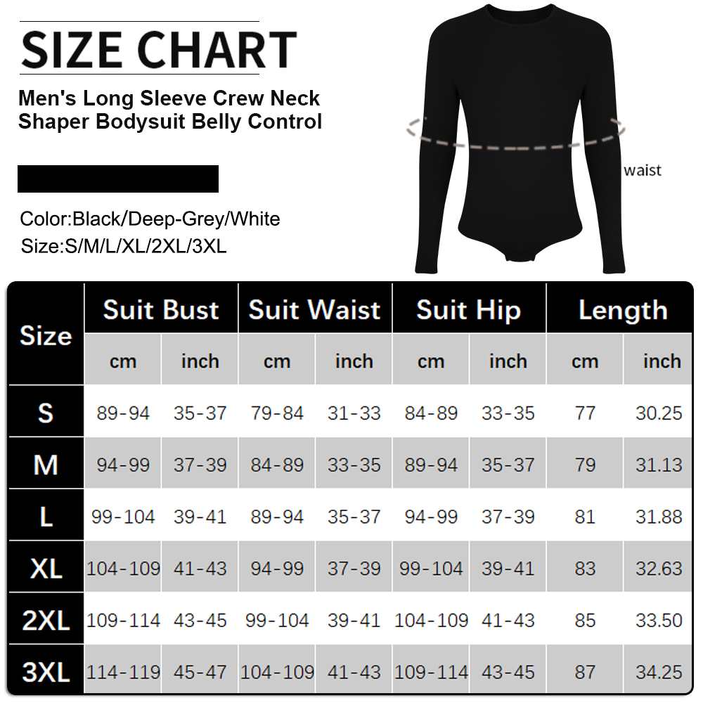 Body da uomo a maniche lunghe  - Shapewear Bodysuit Firm recensione e prezzo